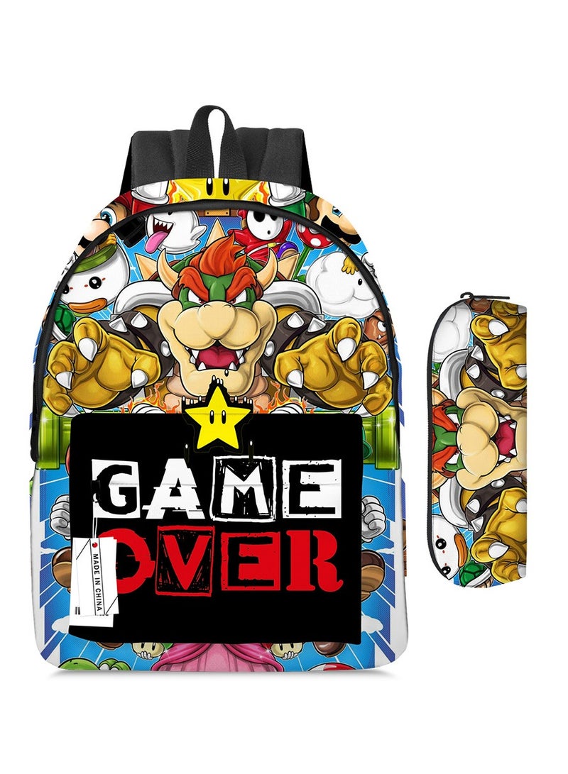 2 Pcs Super Mario School Backpack And Pencil Case Multicolour Made In China  - Image 1