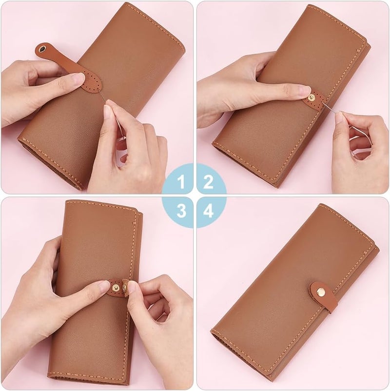 كلاراكو 5 مجموعات من مشابك كبس من جلد البولي يوريثان من كلاركو، 5 ألوان خياطة على أزرار كبس من جلد البولي يوريثان، أزرار كبس يدوية الصنع للحقائب والمحافظ والسترة ودفتر الملاحظات - Image 3