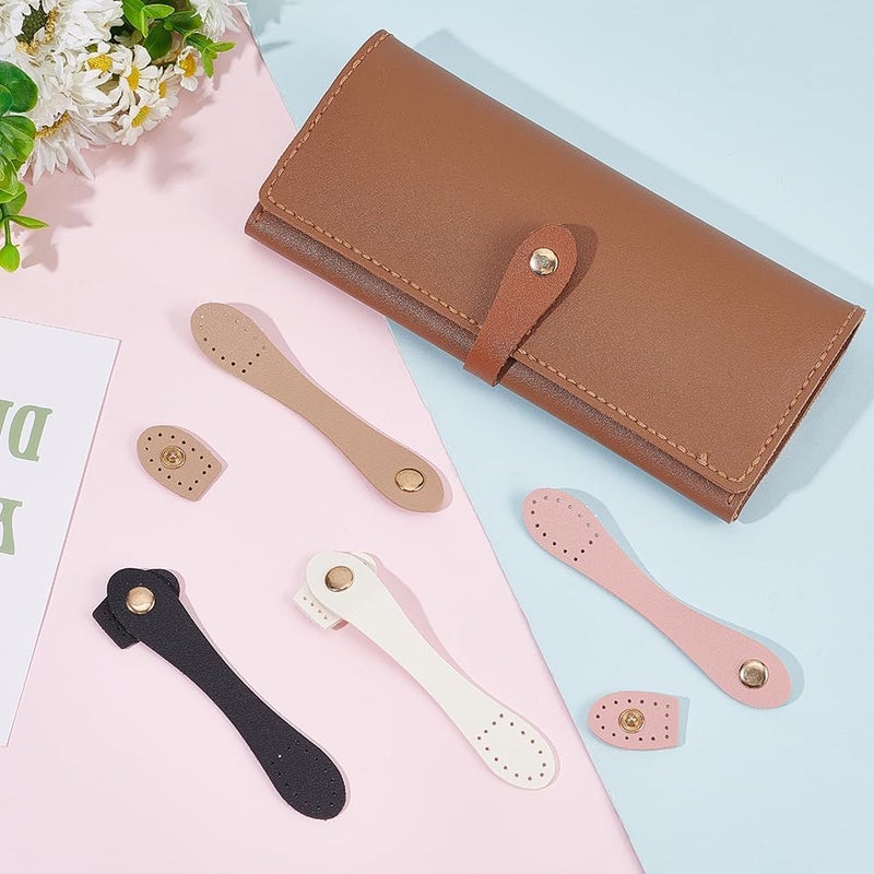 كلاراكو 5 مجموعات من مشابك كبس من جلد البولي يوريثان من كلاركو، 5 ألوان خياطة على أزرار كبس من جلد البولي يوريثان، أزرار كبس يدوية الصنع للحقائب والمحافظ والسترة ودفتر الملاحظات - Image 4