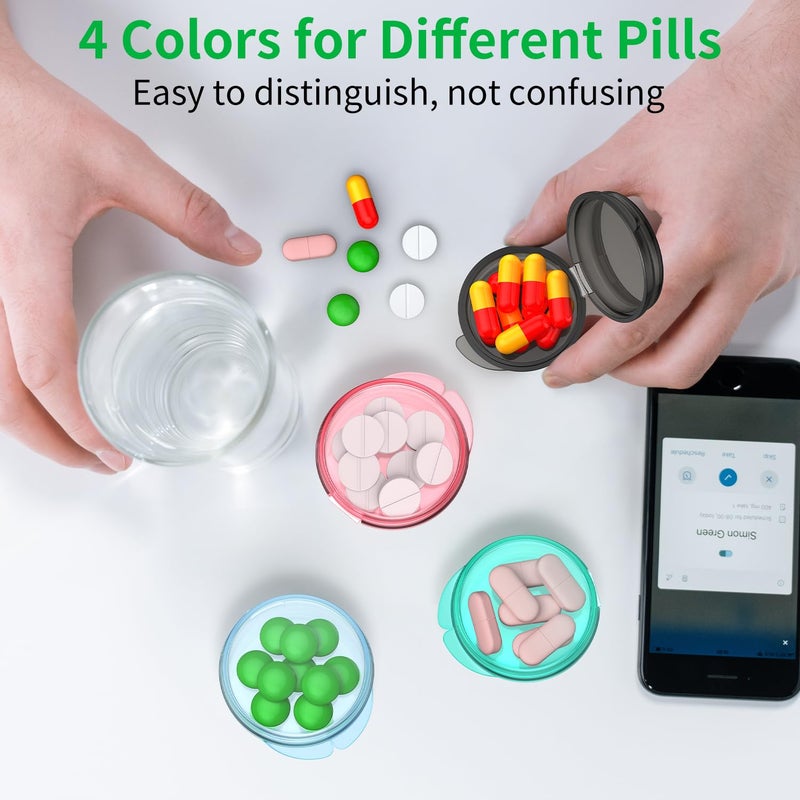 Urekt Small Pill Box, (4 Pack) Travel Pill Case Portable Daily Pill Organizer Mini Medicine Storage Container for Pocket Purse Cod Liver Oil Storage Box Earplug Case - Image 5
