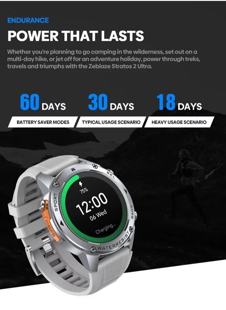 Zeblaze - Zeblaze Stratos 2 Ultra GPS Smartwatch Deep Waterproof 10 ATM Blood Oxygen Fitness Tracking Swimming Level Outdoor Watches - Image 1