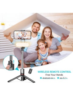 Uwals Stable Selfie Stick Tripod with Fill Light, 110cm Extendable Selfie Stick with Wireless Remote and Tripod Stand 360 Rotation for iPhone, Samsung and Smartphone  - Image 4