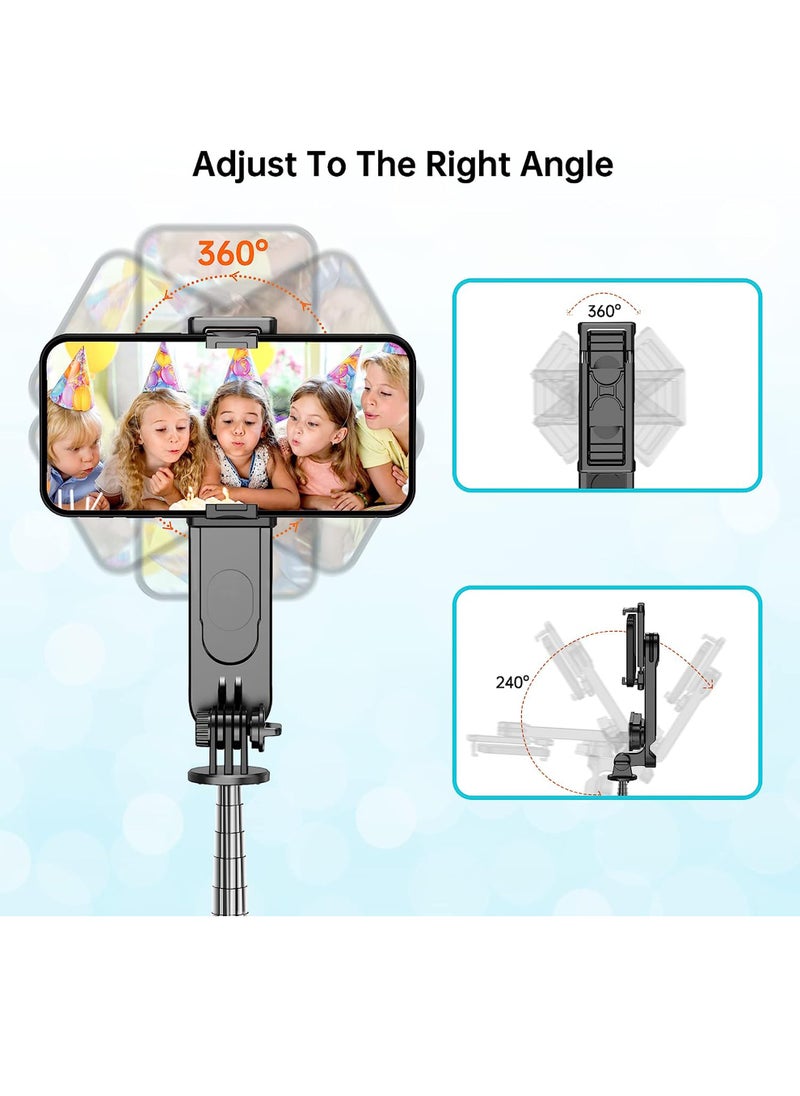 Uwals - Stable Selfie Stick Tripod with Fill Light, 110cm Extendable Selfie Stick with Wireless Remote and Tripod Stand 360 Rotation for iPhone, Samsung and Smartphone - Image 1