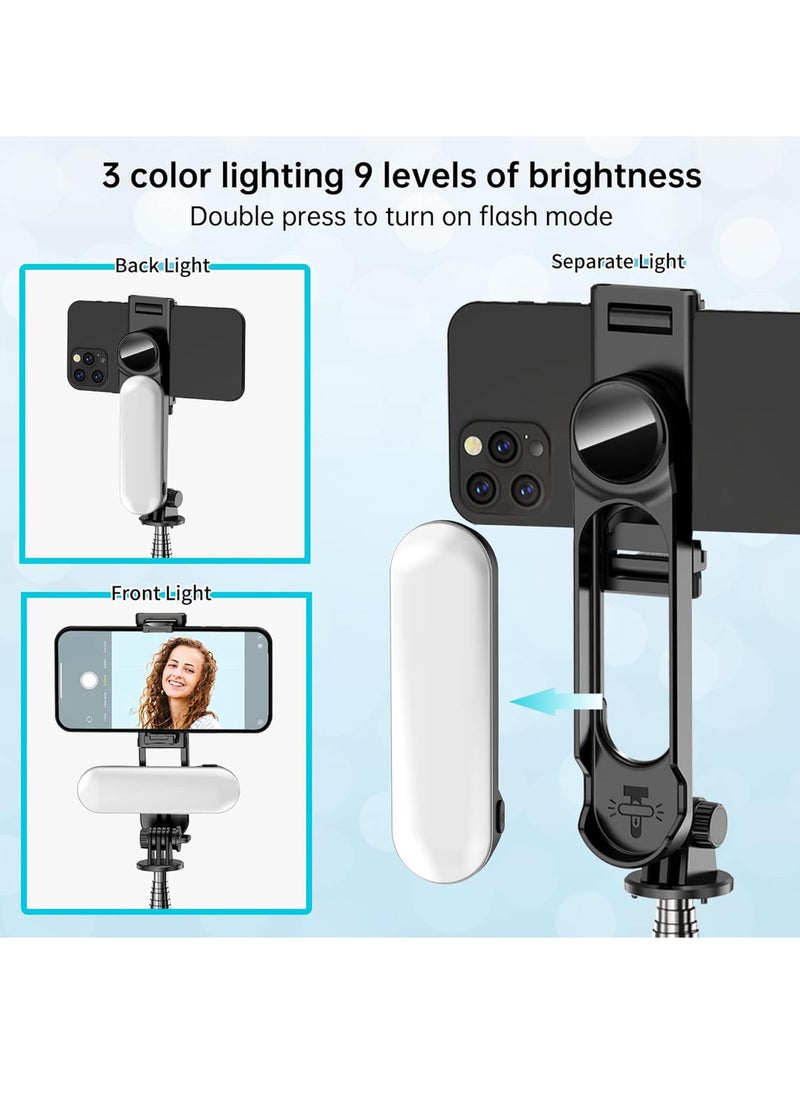 Uwals - Stable Selfie Stick Tripod with Fill Light, 110cm Extendable Selfie Stick with Wireless Remote and Tripod Stand 360 Rotation for iPhone, Samsung and Smartphone - Image 1