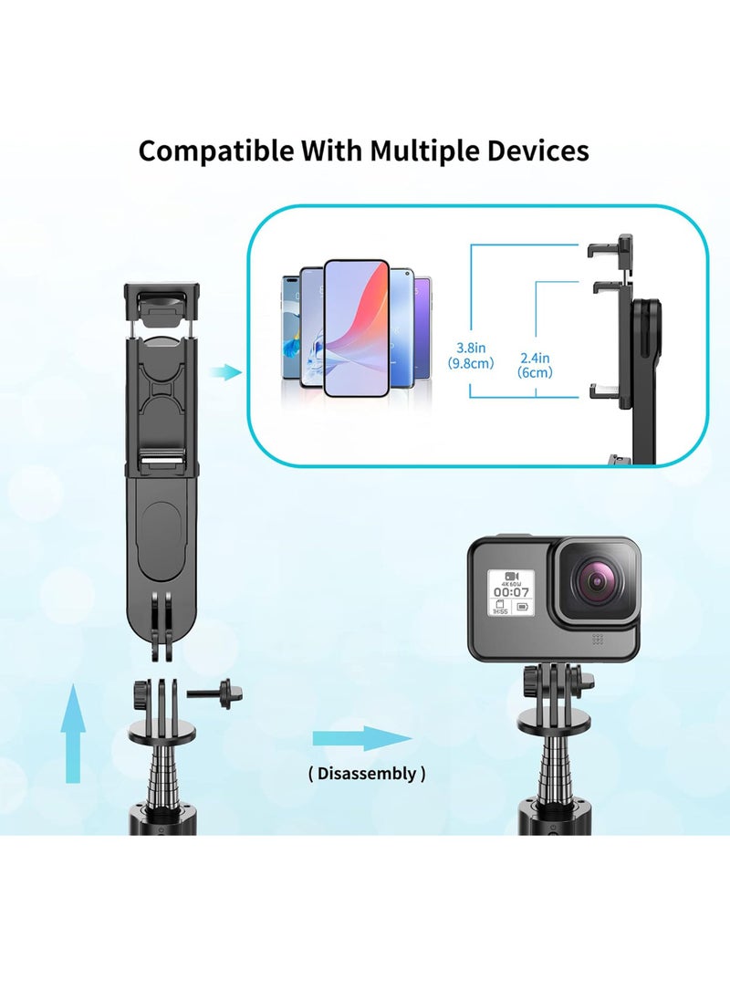Uwals - Stable Selfie Stick Tripod with Fill Light, 110cm Extendable Selfie Stick with Wireless Remote and Tripod Stand 360 Rotation for iPhone, Samsung and Smartphone - Image 1