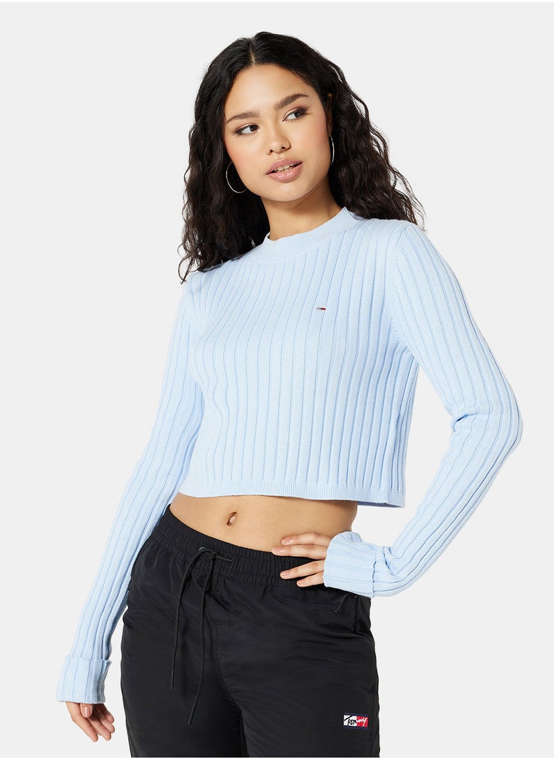 TOMMY JEANS - Boxy Cropped Rib Sweater - Image 1