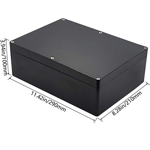 Otdorpatio Project Box IP65 Waterproof Junction Box ABS Plastic Black Electrical Boxes DIY Electronic Project Case Power Enclosure 11.42x8.27x3.94 inch (290x210x100 mm) - Image 2