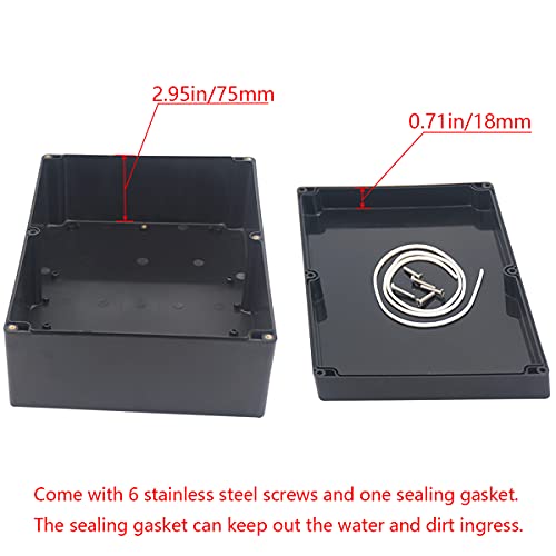 Otdorpatio Project Box IP65 Waterproof Junction Box ABS Plastic Black Electrical Boxes DIY Electronic Project Case Power Enclosure 11.42x8.27x3.94 inch (290x210x100 mm) - Image 4