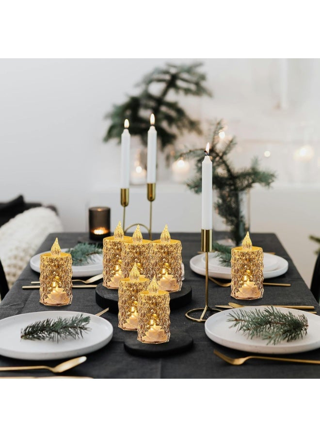 Goolsky 3pcs Crystal Pattern Electronic Candle Lights, Home Decor LED Flameless Candle, Small Tea Candle, Indoor Birthday, Party, Festival, Wedding Decor Candle Light Including Battery, Eid al Fitr Mother'S Day Decorative Candlelights - Image 5