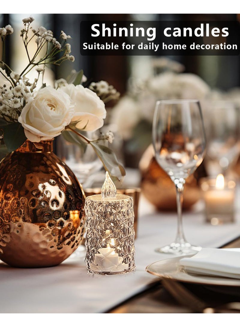 Goolsky 3pcs Crystal Pattern Electronic Candle Lights, Home Decor LED Flameless Candle, Small Tea Candle, Indoor Birthday, Party, Festival, Wedding Decor Candle Light Including Battery, Eid al Fitr Mother'S Day Decorative Candlelights - Image 4