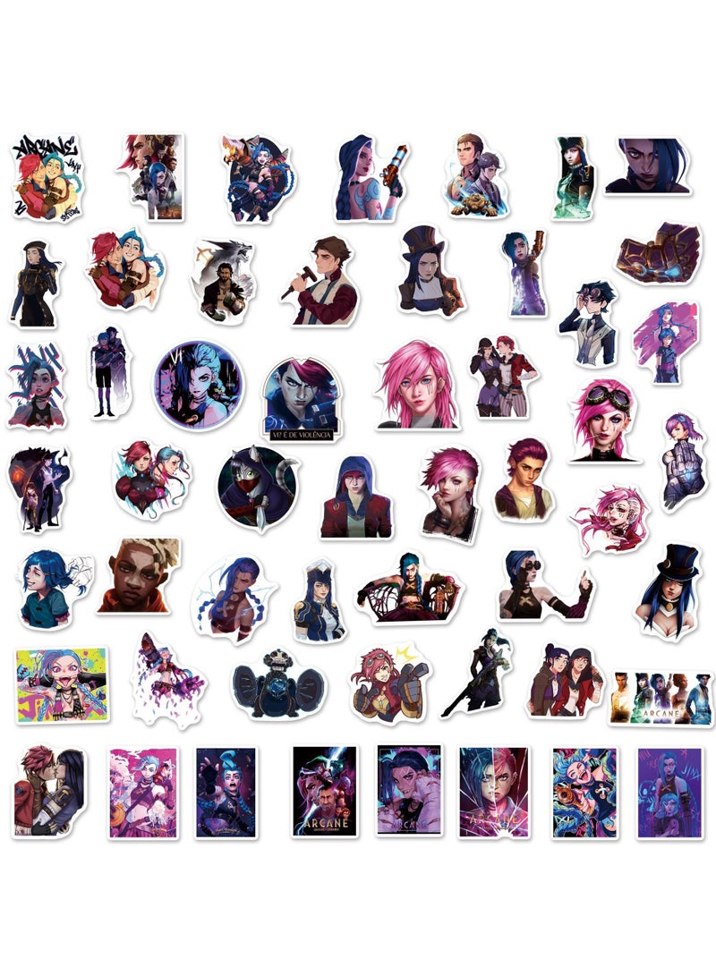 50-Piece Arcane  Cute Vinyl Decals Waterproof Stickers for Kids Teen Girl Boy Water Bottle, Laptop, Phone, Computer, Guitar, Notebook, Skateboard - Image 2