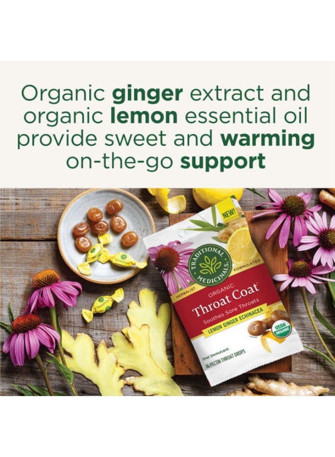 Traditional Medicinals Traditional Medicinals, Organic Throat Coat® Drops, Lemon Ginger Echinacea, 16 Pectin Throat Drops - Image 4