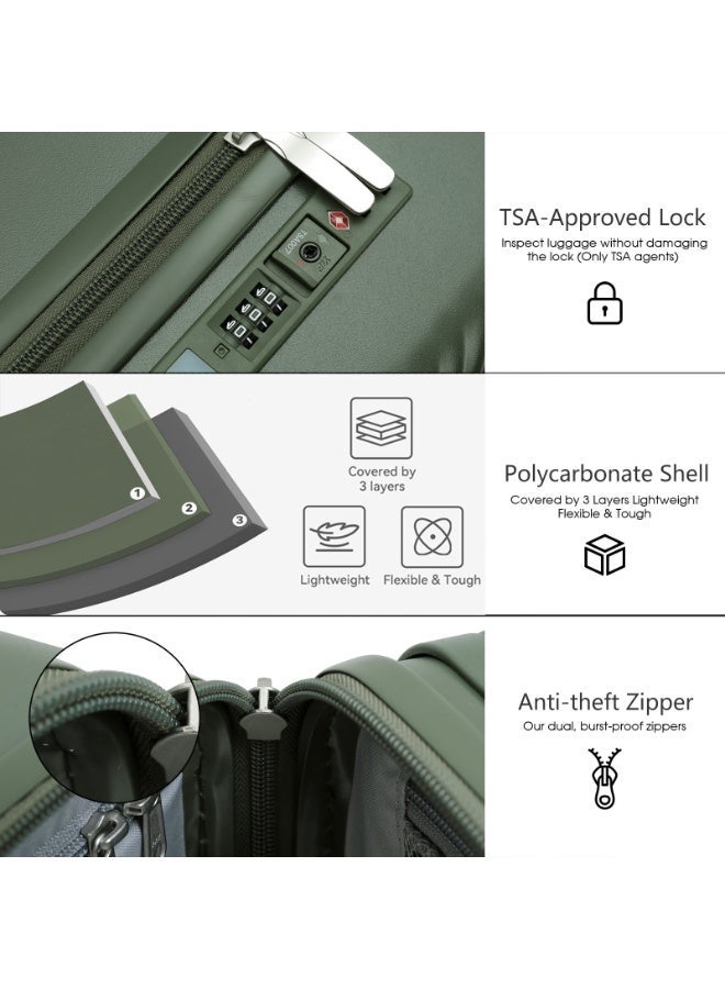 LIGHTGO 7655 PC Suitcase check in luggage 20 inch with TSA travel case Green color - Image 4