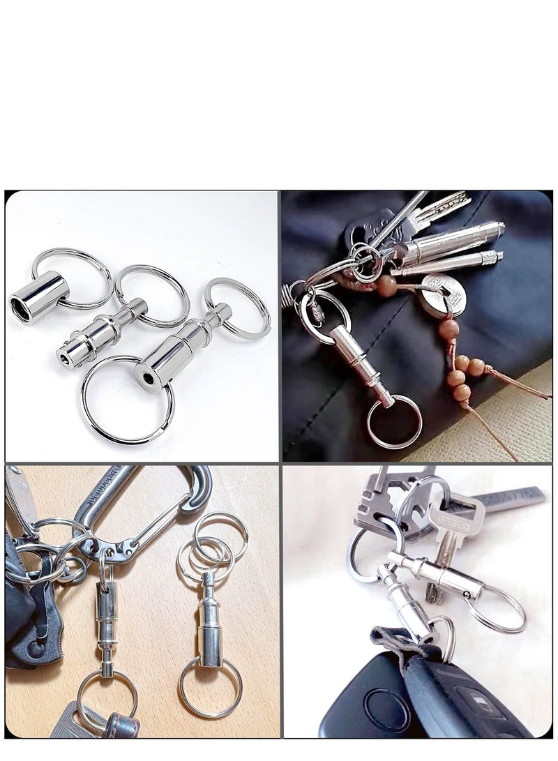 Excefore 5 Pack Quick Release Keychain Detachable Pull Apart Keychain Dual Pull Apart Key Chain(Silver) - Image 3