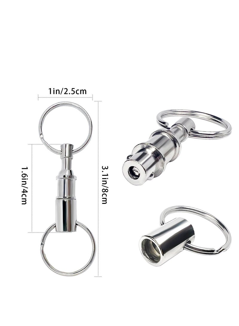 Excefore 5 Pack Quick Release Keychain Detachable Pull Apart Keychain Dual Pull Apart Key Chain(Silver) - Image 5