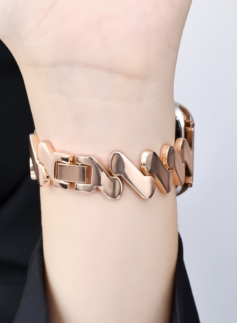 Rose gold, metal wavy pattern, watch band,Iwatch band, Apple Watch band, 42mm44mm45mm46mm49mm, compatible with all series of S10 S9 S8 SE - Image 4