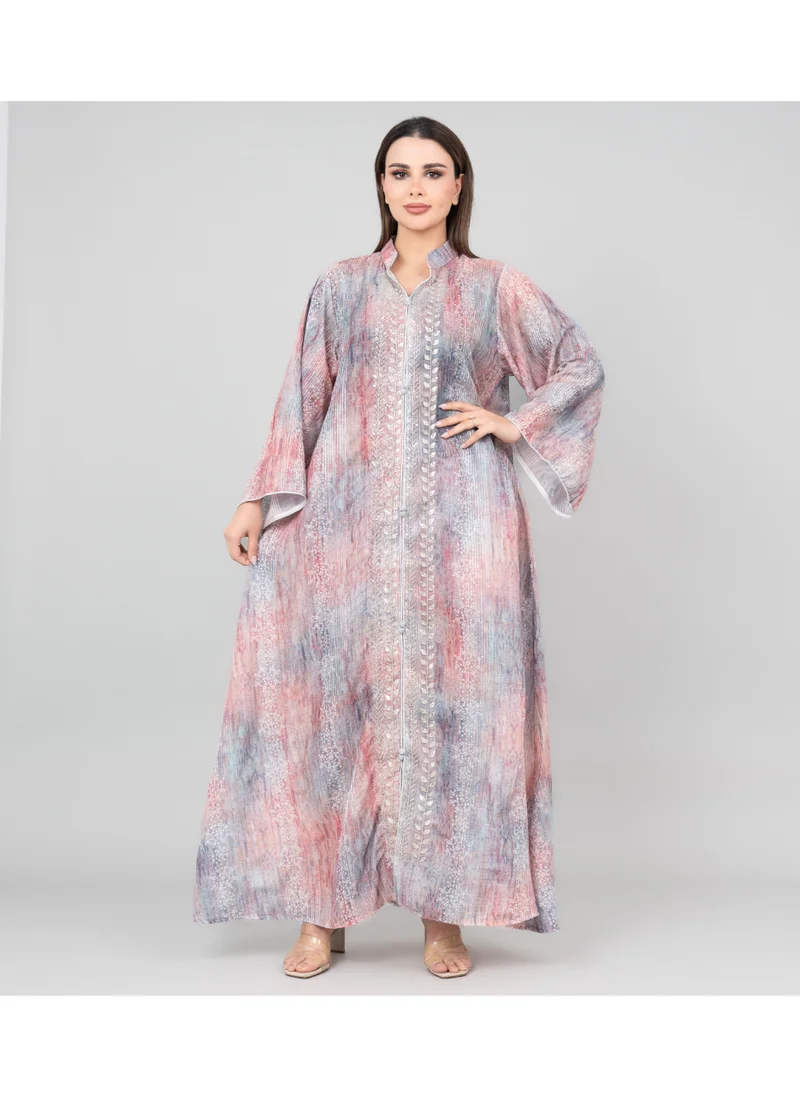 IKKXA Petal Grace Embroidered Jalabiya with Belt
