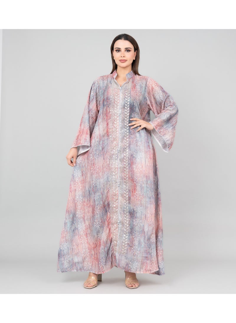 IKKXA Petal Grace Embroidered Jalabiya with Belt - Image 1