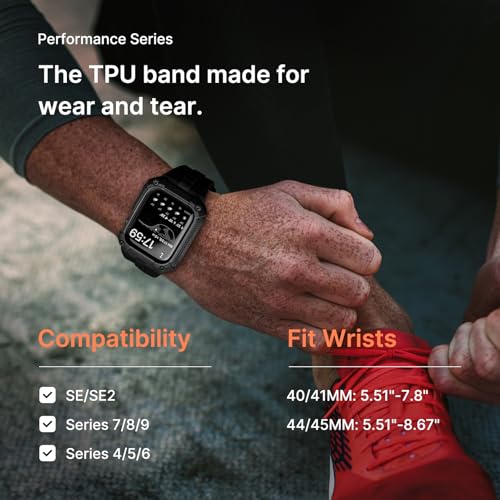 Fullmosa Apple Watch Strap 44mm, Rugged iWatch Band Silicone with Screen Protector and Bumper Case,Compatible with iWatch Series 6/5/4/SE 2nd Generation/SE (44mm, Black) [Watch NOT Included] - Image 3