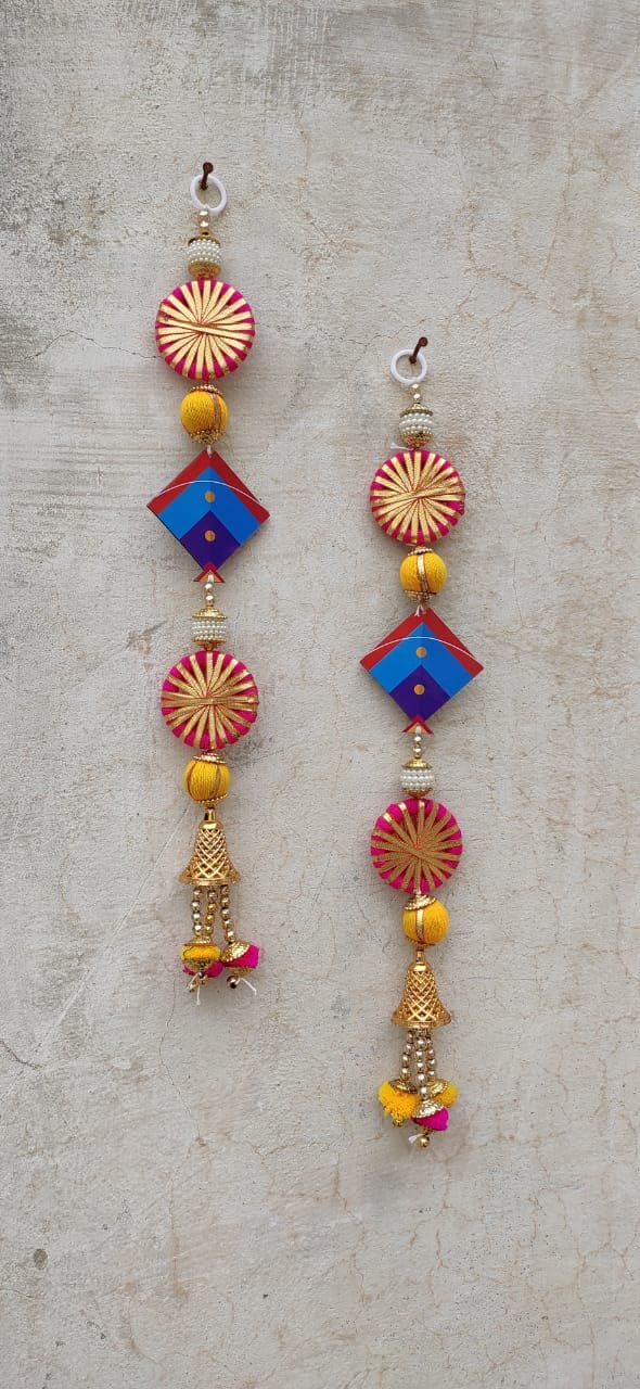 Sellplus Lohri Makar Sankranti Items 2 Pc Kite with Chudi HangingToran for Wall HangingPooja Room Lohri Makar Sankranti Decoration Items for Home Decor Traditional Decoration Items