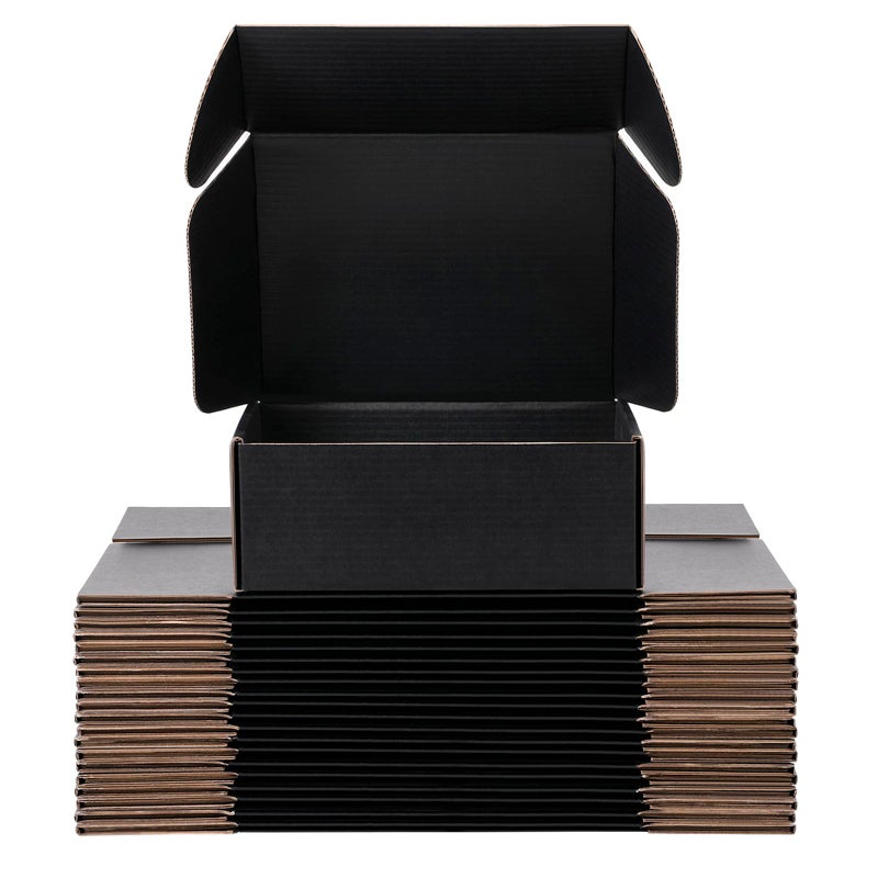 DUZCLI Small Shipping Boxes 12x9x4 Inches â€“ Black Corrugated Cardboard Boxes (20-Pack) for Mailing, Packing, Small Business & Gift Packaging - Recyclable & Sturdy - Image 1