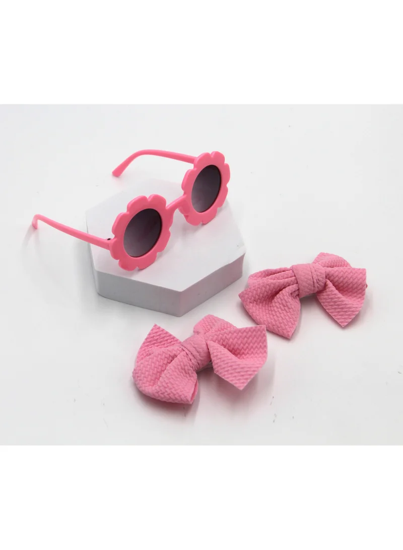 D'Daniela Dana Glasses and Bow Barrette Clip Set For Babies and Girls - Pink