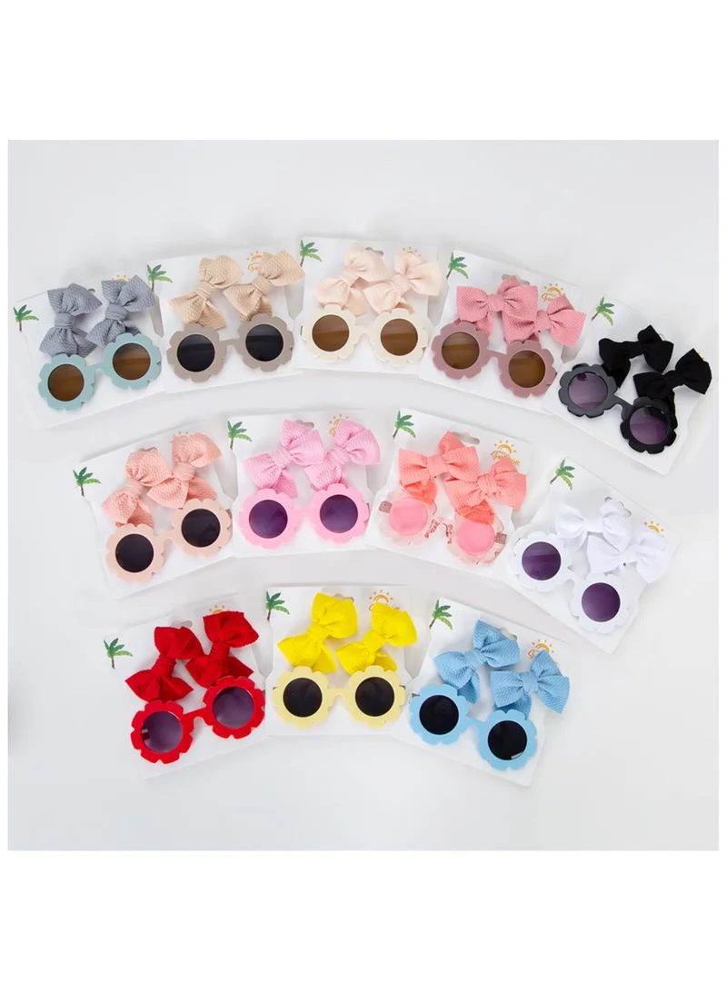 D'Daniela Dana Glasses and Bow Barrette Clip Set For Babies and Girls - Pink