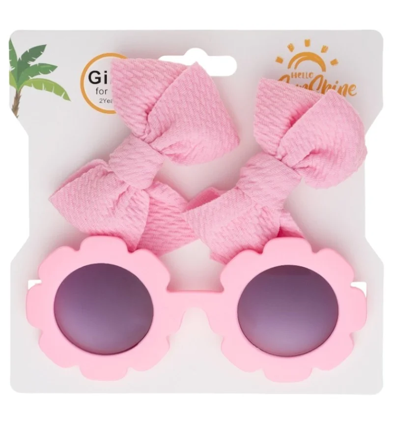 D'Daniela Dana Glasses and Bow Barrette Clip Set For Babies and Girls - Pink