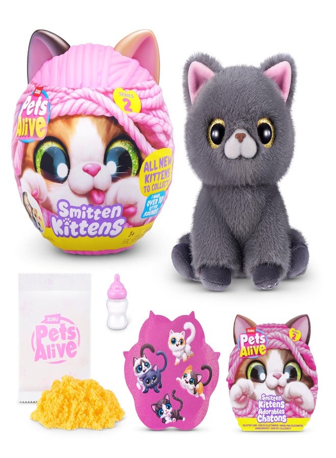 Pets Alive Smitten Kittens Series 2 (British Shorthair) by ZURU - Interactive Plush Cat Toy with 10 Sounds, Surprise Unboxing, Soft Collectible Pet for Ages 3+ - Image 1