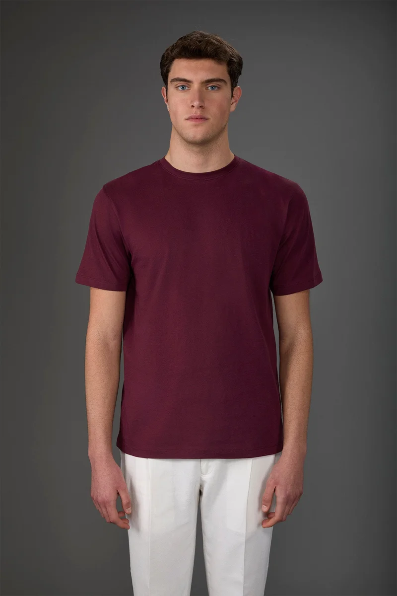 Men's crew neck short sleeve organic cotton T-shirt - Wine