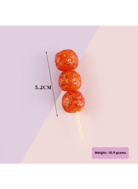 PVC Simulation Food Keychain Fun Squid Whisker Gluten Corn Barbecue String Toy Funny Food Play Model-Color:Fried Balls-model