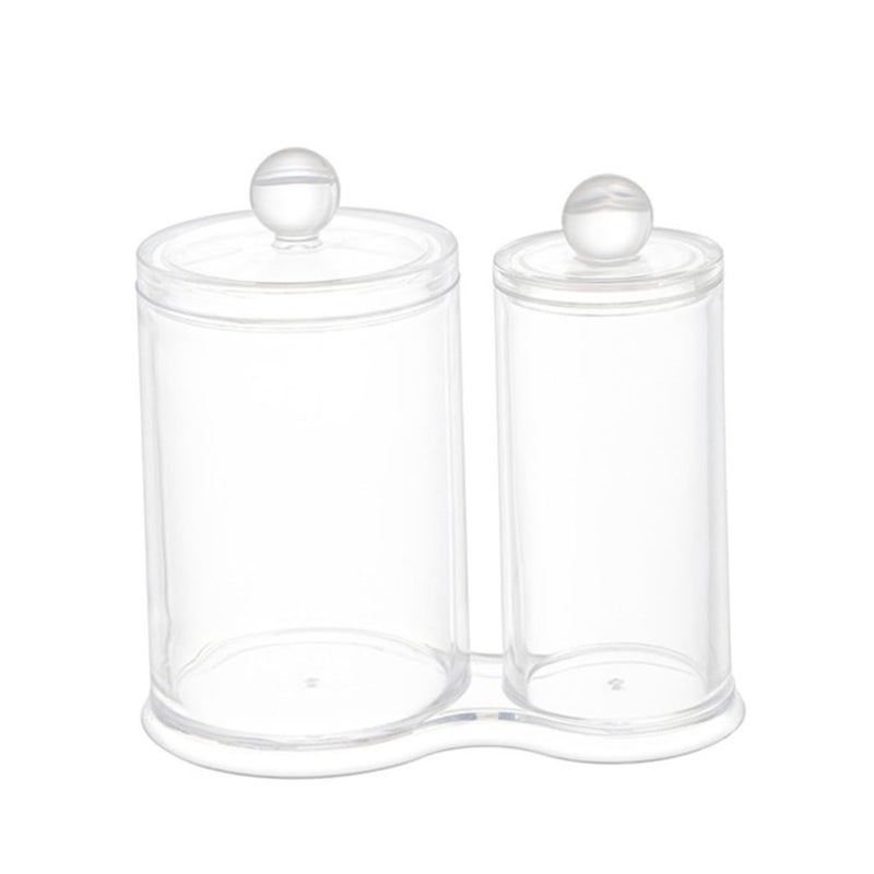 Clear Acrylic Makeup Remover Storage Tube Double Compartment Cosmetics Organizer - Image 2