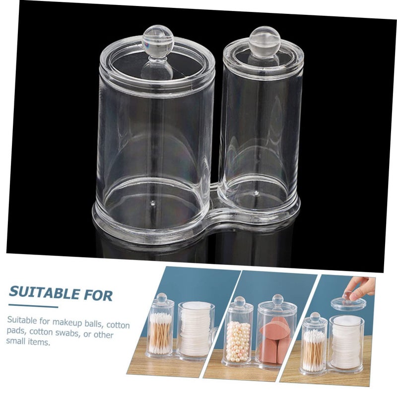 Clear Acrylic Makeup Remover Storage Tube Double Compartment Cosmetics Organizer - Image 4