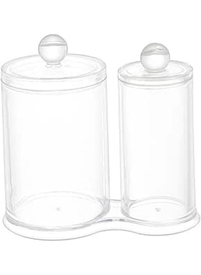 Clear Acrylic Makeup Remover Storage Tube Double Compartment Cosmetics Organizer - Image 1