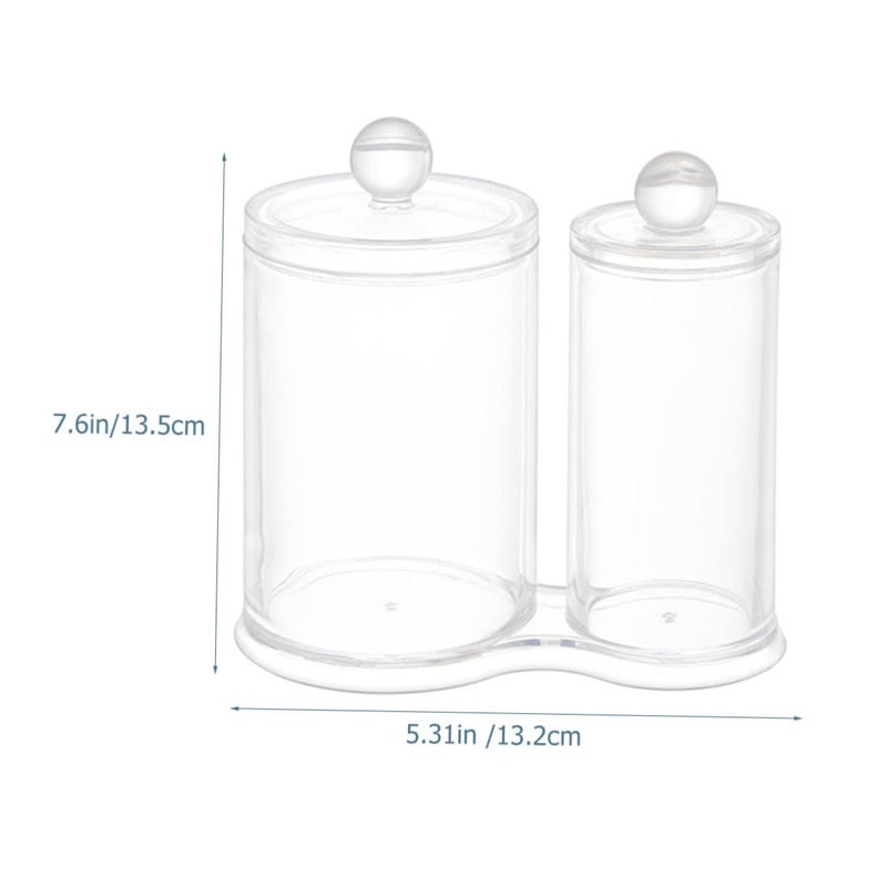Clear Acrylic Makeup Remover Storage Tube Double Compartment Cosmetics Organizer - Image 3