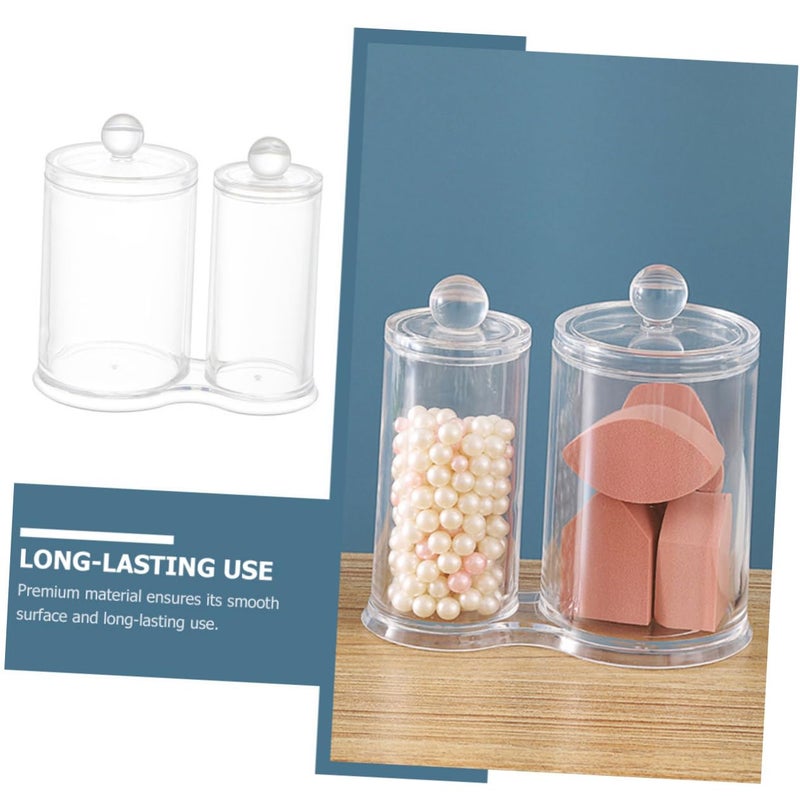 Clear Acrylic Makeup Remover Storage Tube Double Compartment Cosmetics Organizer - Image 5