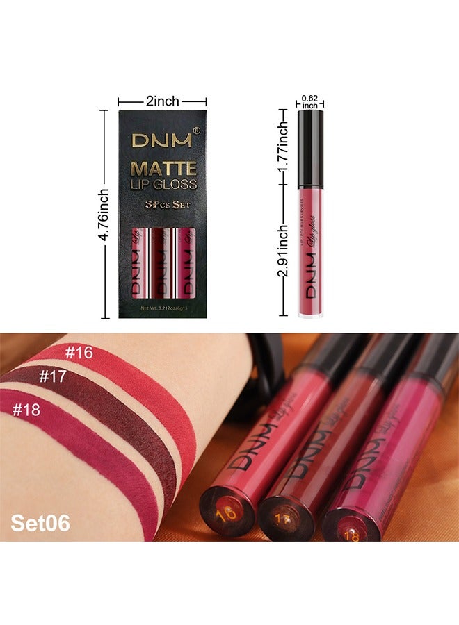 DNM 3Pcs Red Matte Liquid Lipstick Sets for Women Lip Stain Matte Long Lasting Lipstick Waterproof, Dark red Purple Rose pink Lipstick Lip Stick Gloss Packs Matte - Image 4