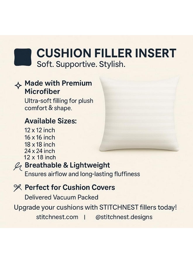 STITCHNEST Quality Premium Fibre Soft Filler Cushion Set of 2 (12X12 Inches) - Image 5