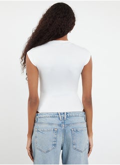 trendyol Ecru Fitted Long Sleeve Stand Collar Flexible Snap Fastener Knitted Body TWOAW25BD00003  - Image 5