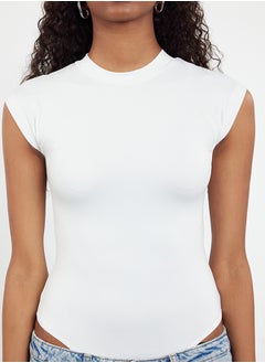 trendyol Ecru Fitted Long Sleeve Stand Collar Flexible Snap Fastener Knitted Body TWOAW25BD00003  - Image 3