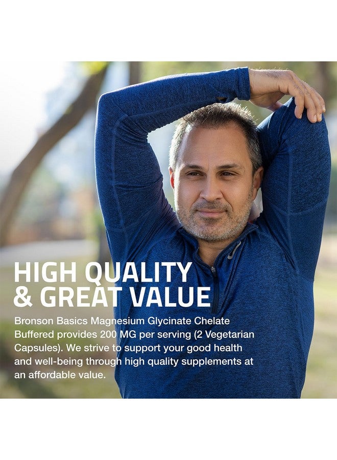Bronson برونسون مغنيسيوم جليسينات 200 ملغ امتصاص عالي مخلب مدعوم لطيف على المعدة غير معدل وراثيًا، 60 كبسولة نباتية - Image 4