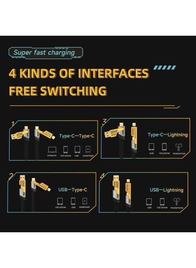 120W Dual USB Dual Type C Fast Charging Set Multi Port PD Charger + 4 in 1 Cable Intelligent Safety Protection Compatible with iPhone Android - Image 3