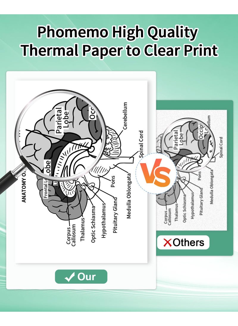 phomemo Phomemo 2 Rolls 8.27"x11.69" Thermal Printer Paper, Quick-Dry A4 Size Thermal Paper Compatible with M08F Portable Thermal Printer  - Image 5