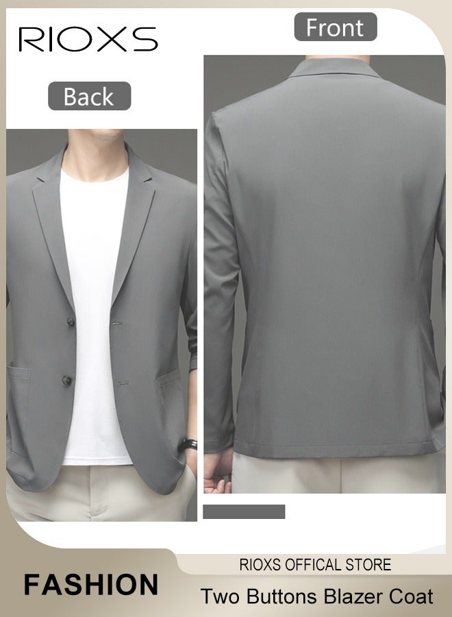 RIOXS Men's Formal Long Sleeve Blazer Jacket, Two Buttons Slimming Casual Blazer Coat, Men Formal Attire with Two Side Pockets, Slimming Silhouette Blazer for Business Wedding Prom Dinner - Image 4