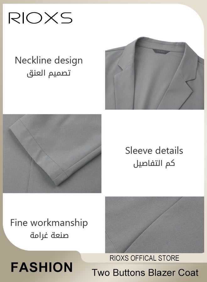 RIOXS Men's Formal Long Sleeve Blazer Jacket, Two Buttons Slimming Casual Blazer Coat, Men Formal Attire with Two Side Pockets, Slimming Silhouette Blazer for Business Wedding Prom Dinner - Image 5