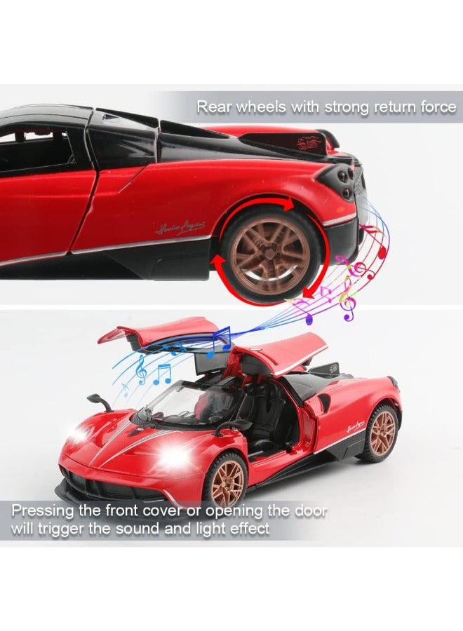 حديقة الألعاب سيارة رياضية فائقة بمقياس 1/22، نموذج محاكاة مصغر، قطعة معدنية قابلة للتجميع، ديكور مكتب منزلي، للعرض باللون الأحمر - Image 3