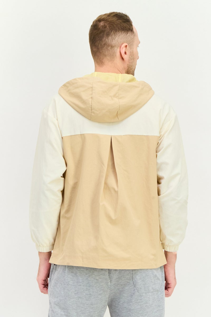 Adidas Men Spotswear Fit Long Sleeve Hooded Outdoor Jacket, Beige - Image 3