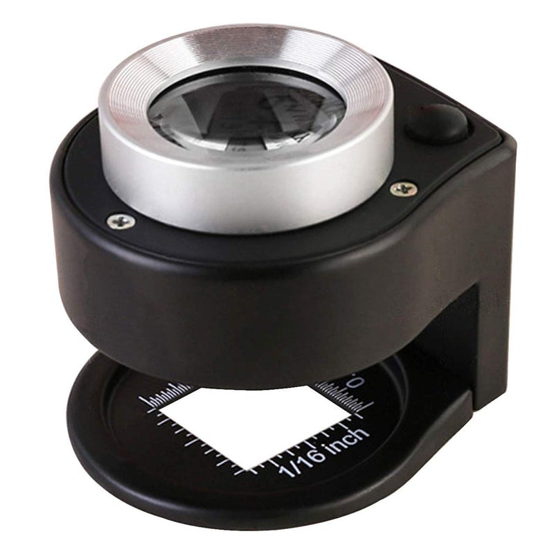 Amoper 30X Loupe Magnifier with 6 Light, Desktop Portable Metal Magnifier Folding Scale Sewing Magnifying Glass for Textile Optical Jewelry Tool Coins Currency (Black) - Image 1