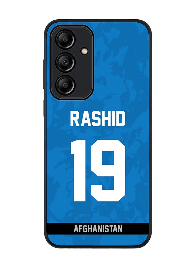 Stylizedd Rugged Black Edge Case for Samsung Galaxy A55, Slim fit Case Thin Cover -  Team Afghanistan Rashid Khan, Jersey No 19 - Image 1