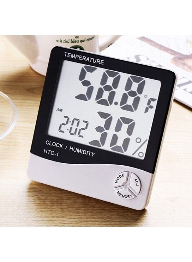 CLOMANA ® HTC-1 Room Thermometer with Humidity Incubator Meter and Accurate Temperature Indicator Wall Mounting LED Digital Clock Monitor for Indoor/Outdoor - Image 1